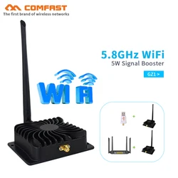 Amplificador de señal wifi de 5,8 Ghz, amplificador de potencia WLAN de 5W, amplificador de rango de extensión con antena para enrutador y adaptador Wifi