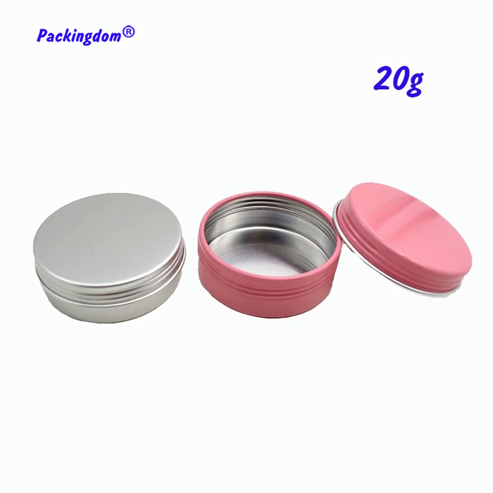 50Pcs Refillable Lip Balm Containers Aluminum Empty Cosmetics Cream Jar Nail Decoration Crafts Tin Pot Bottle Screw Thread 20g