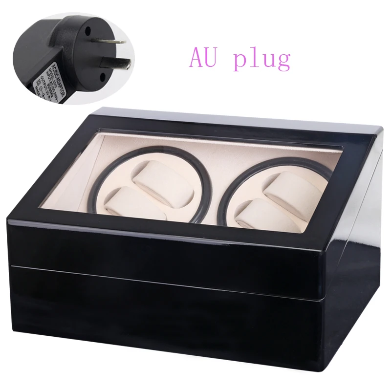 Luxury electric motor watch storage box, piano paint automatic chain watch box wood mechanical table rocking mete watch winder