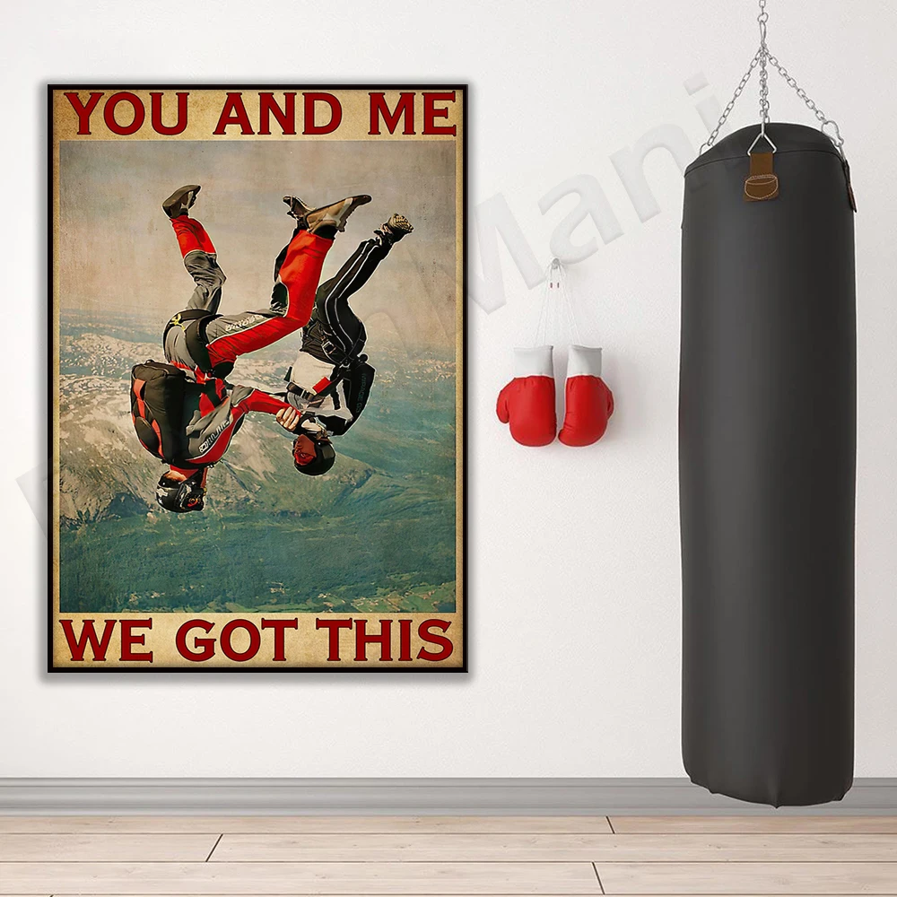 Parachutisme parachutisme زوجين affiche vous et moi Nous Vamos obtu onu affiche maison salé à pare-dessus