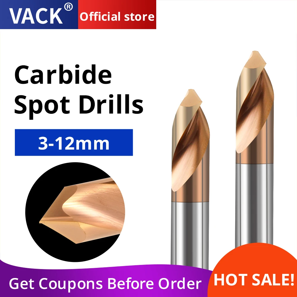 

VACK HRC55 Center Bit 90 ° Carbide Chamfer End Mill Tungsten Steel Router Bits Lathe Drilling CNC Chamfering Tools 4mm 8m 10mm