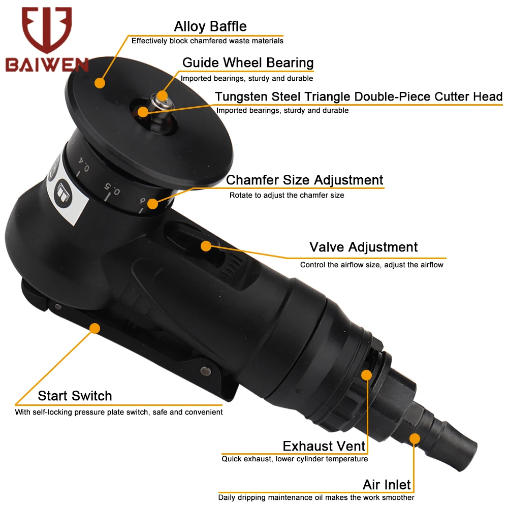 Mini Handheld Pneumatic Chamfering Machine 45 Degree Arc Beveling Machine Metal Deburring Trimming Machine