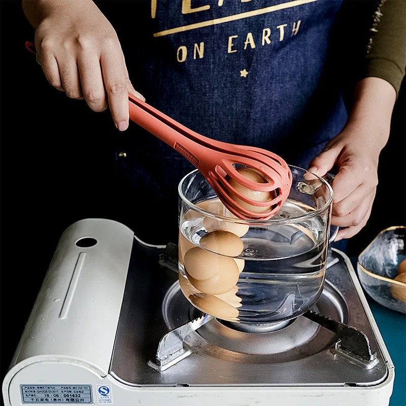 

1Pc Multi-Function 3-Color Whisk Manual Egg Beater Nylon Food Tongs Noodle Salad Bread Clips Mixer Kitchen Baking Accessories