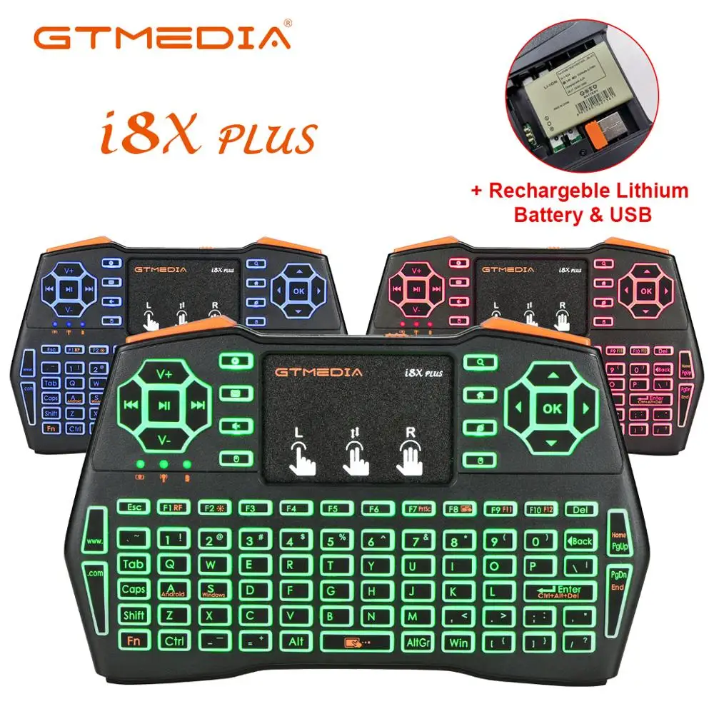 Hot GTMEDIA I8x Plus Wireless 2.4G Keyboard English Spanish Portuguese Air Mouse For Android TV BOX GTC X96 PS3 PC Mac