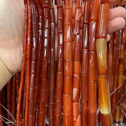 Natural Carnelian Agate Stone Beads 15'' Tube Column DIY Loose Beads For Jewelry Making Beads Women Necklace Bracelet Gift