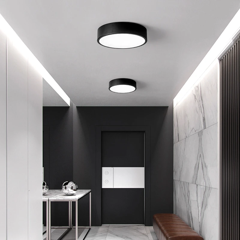 

Nordic Balcony Led Chandeliers Round Aisle Corridor Small Entrance Lights Simple Lanyard Black Gray White Green Lustre Luminaire