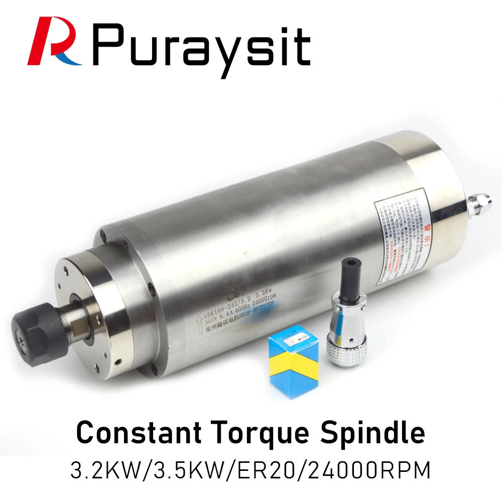 

Puraysit HQD Constant Torque Spindle GDK100-24Z 3.2KW 3.5KW 220V 380V Chuck ER20 400Hz for Metal Engraving and Cutting