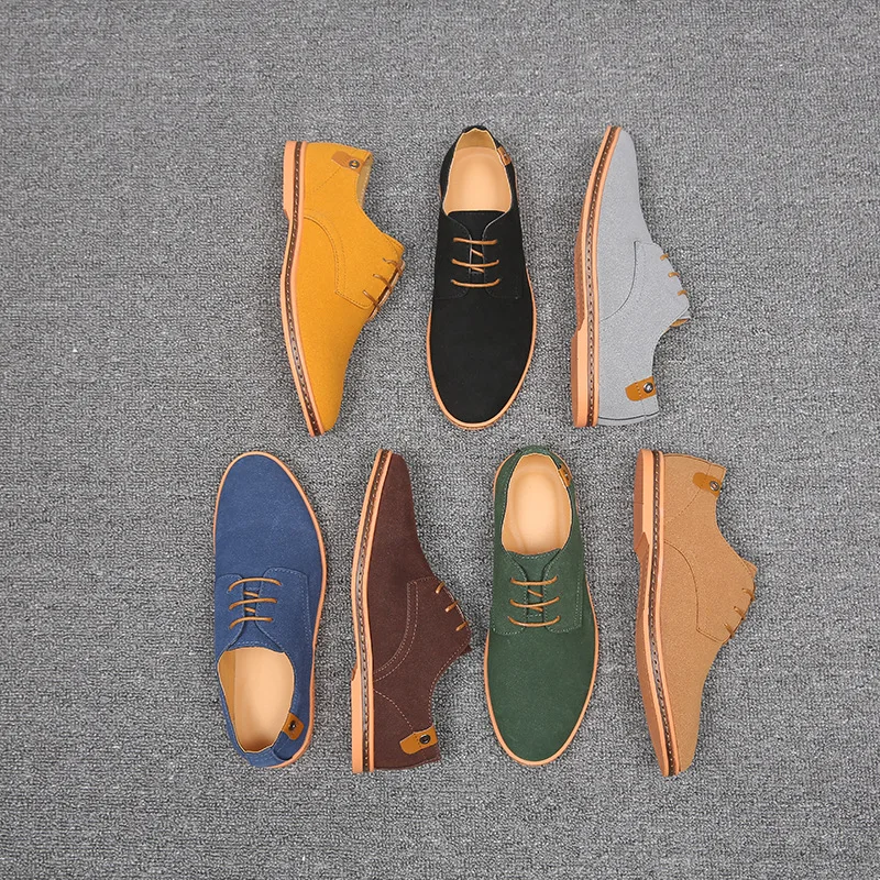 2022 Spring Suede Leather Men Shoes Oxford Casual Shoes Classic Sneakers Comfortable Footwear Dress Shoes Large Size Flats