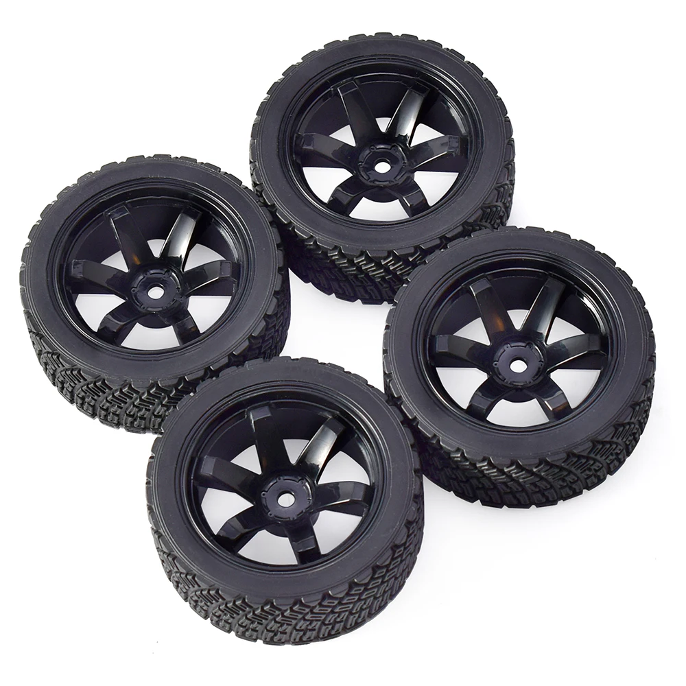 Austar 4PCS 12mm Hex 67mm RC Car Rubber Tires Wheel for 1/10 Rolly WLtoys 1/14 144001