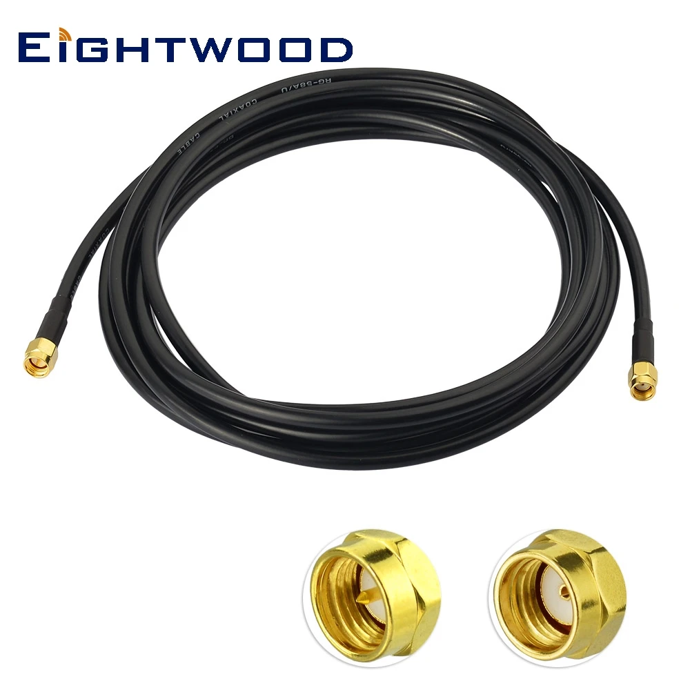 

Eightwood SMA Male to RP-SMA Male RF Adapter Extension Cable RG58 3m for WiFi Antenna Hotspot Booster Router Repeater Amplifier