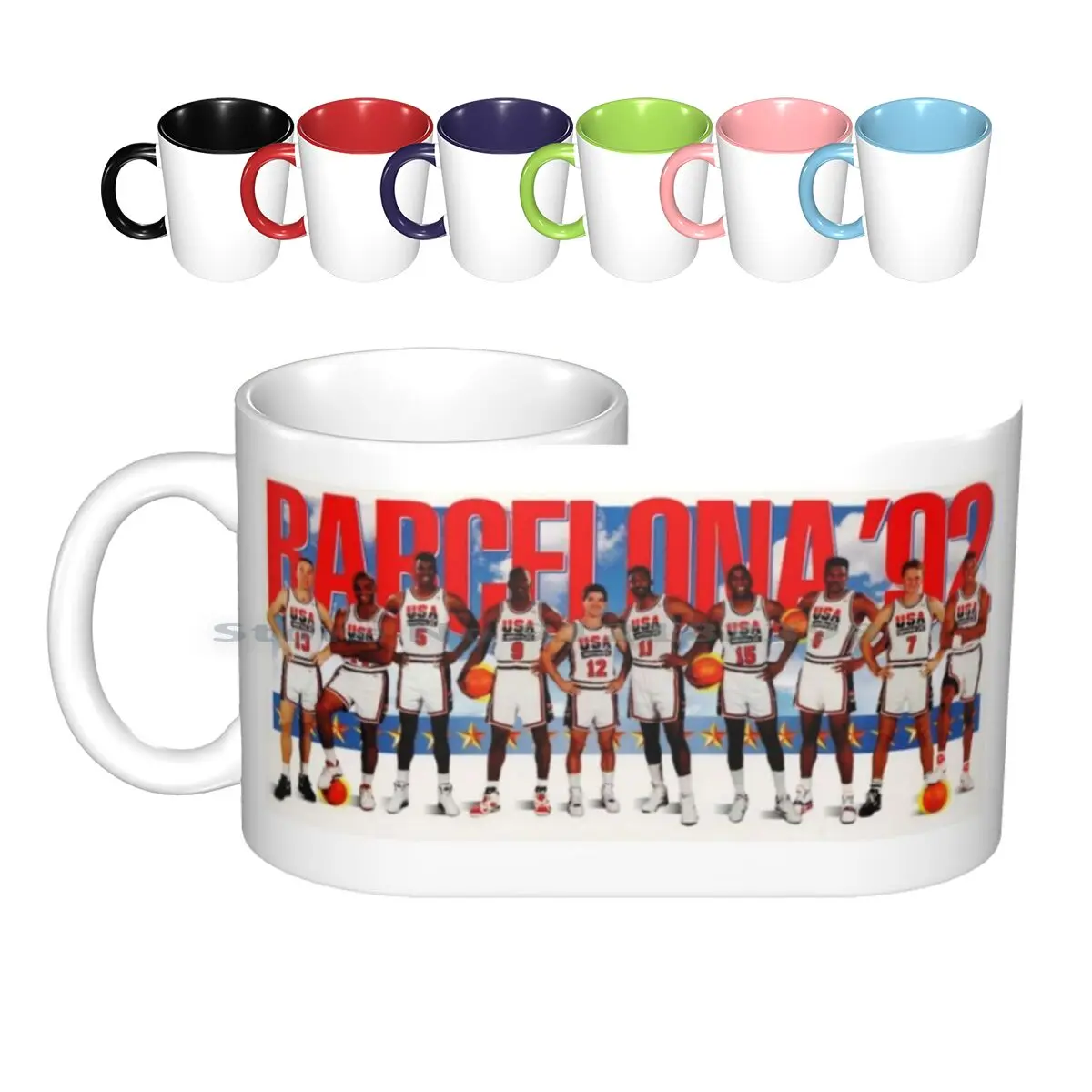 Dream Team Ceramic Mugs Coffee Cups Milk Tea Mug Dream Team Dreamteam Basketball Hoops 90s 1990s 1992 Sports Creative Trending