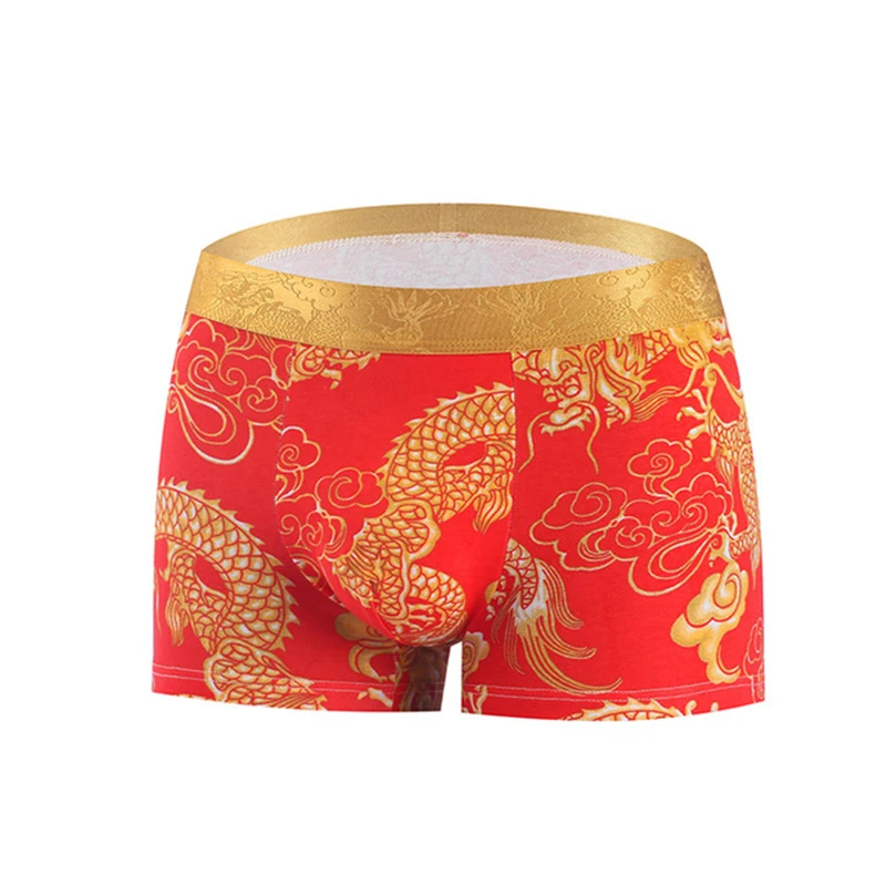 Fashion Boxers Men Underwear Panties Cotton Cueca Masculina Man Dragon Print Breathable Underpants Male Personality Boxer Shorts