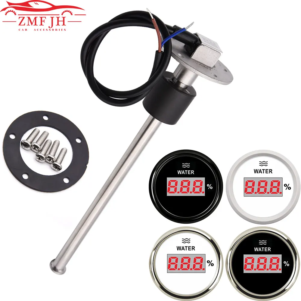 52mm Digital Water Level Gauge Sensors 0-190ohm 240-33ohm Fuel Level Sensor 150-400 mm Fuel Sender Unit Auto Gauge for Car Boat