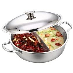 28cm Stainless Steel Hot Pot Induction Cooker Gas Stove Compatible Pot Home Kitchen Cookware Soup Cooking Pot Mandarin Duck Pot