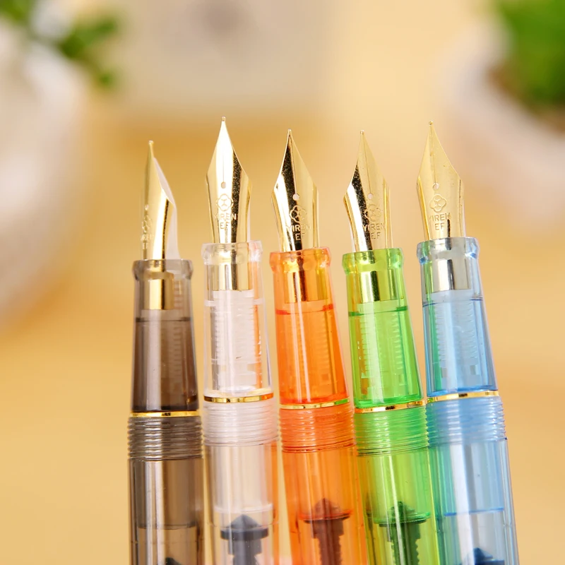 Plastic 358 Fountain Pen Classic Rotation Design Fashion Golden Spin Color Ink Stationary School Writing