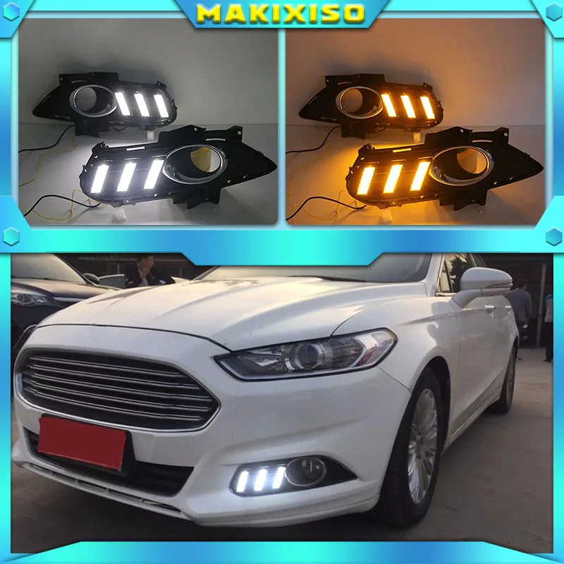 

1Set For Ford Mondeo Fusion 2013 2014 2015 2016 Yellow Turning Signal Relay Waterproof Car DRL Lamp LED Daytime Running Light