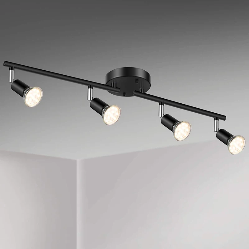 

Swing down lamp GU10 LED Spotlight for office shopcase Black surface LED Ceiling Light cloth shop Bar LED Track Lighting 4-6 pcs