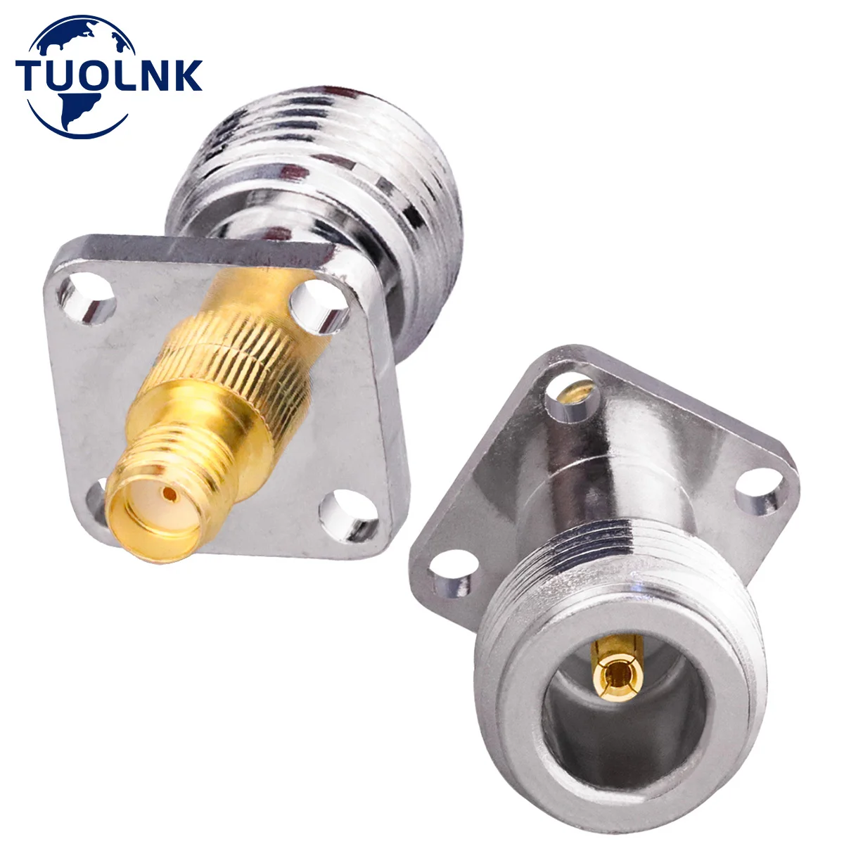 2pcs/Lot N Female to SMA Female Panel Mount 4 Hole N to SMA Coax Connector Chassis Type for RF Antennas RF Coaxial Adapter