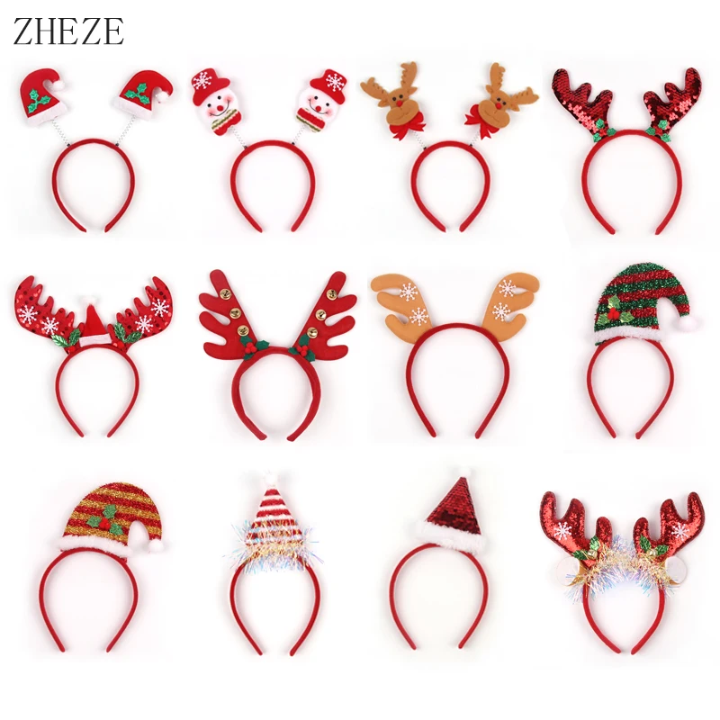 

2024 Christmas Series Headbands For Children Girls Xmas Tree Party Hats Hair Band Clasp Head Hoop Decoration Accessories Gifts