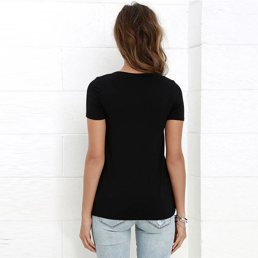 DICLOUD Fashion V-Neck T-Shirt Women New Summer Black Ladies\' Tops Short Sleeve Lace Hollow Shirt Tees 2023