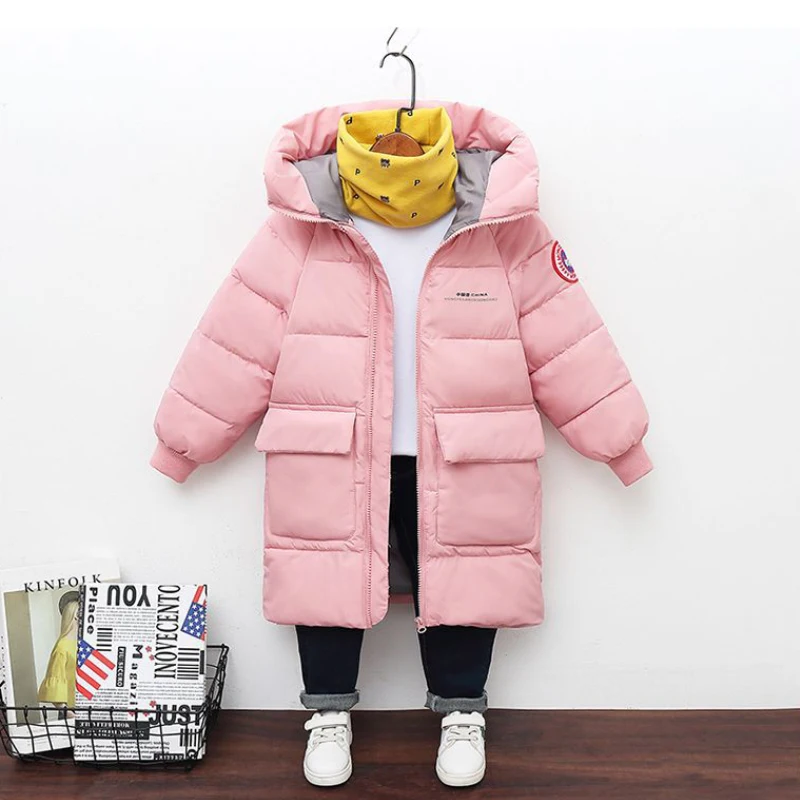 Winter 0-30 degrees thick warm hooded jacket 2-10year old boys girls windproof coat extended 2022 fashion casual children\'s wear