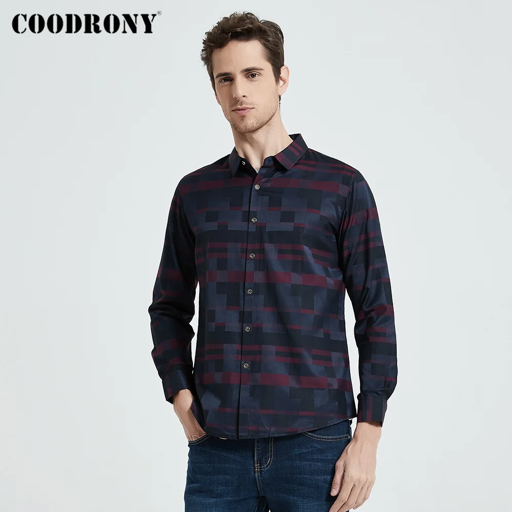 COODRONY Men Shirt Mens Business Casual Shirts 2020 New Arrival Men Famous Brand Clothing Plaid Long Sleeve Camisa Masculina 712