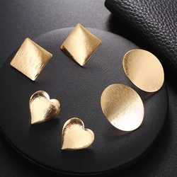 Big Vintage Metal Clip on Earrings Non Pierced Ear Clips For Women Charm Gold Color Statement Earrings Jewelry