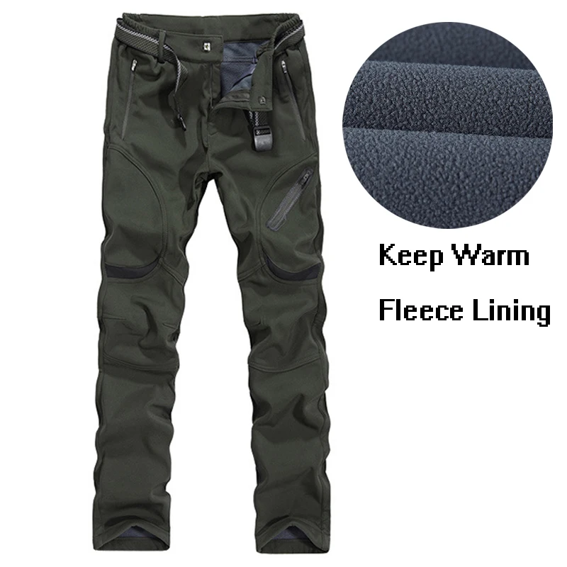 

9XL Plus Size Mens Outdoor Sports Thermal Fleece Pants Winter Thick Warm Riding Hiking Hunting Fishing Climbing Skiing Trousers