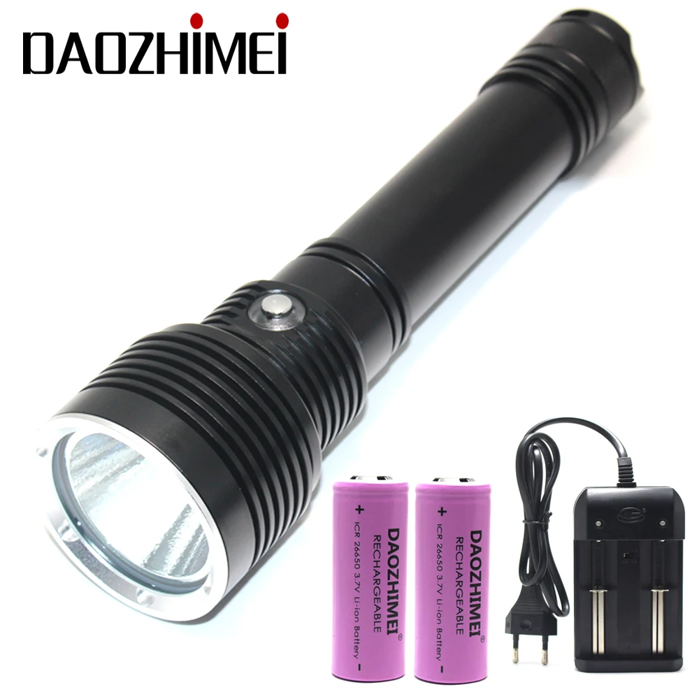 

new LED Diving Flashlight 4000 Lumens XHP70.2 Yellow/White Light 100 Meter Waterproof Light Underwater 5-modes 26650 Hunting lam