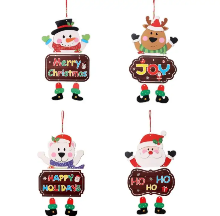 Christmas Ornaments Paper Board Door Window Hanging Pendant Welcome Merry Christmas Boards Xmas Decortaions SN1349