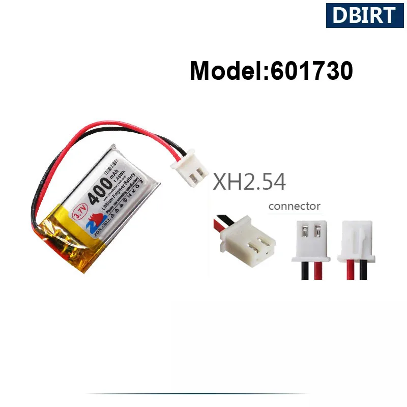 400mAh LP601730 AHB601730 601730 XH 2,54 Stecker Batterie Für Spielzeug Flugzeug Modell GPS Bluetooth Kopfhörer Headset Smart Uhr