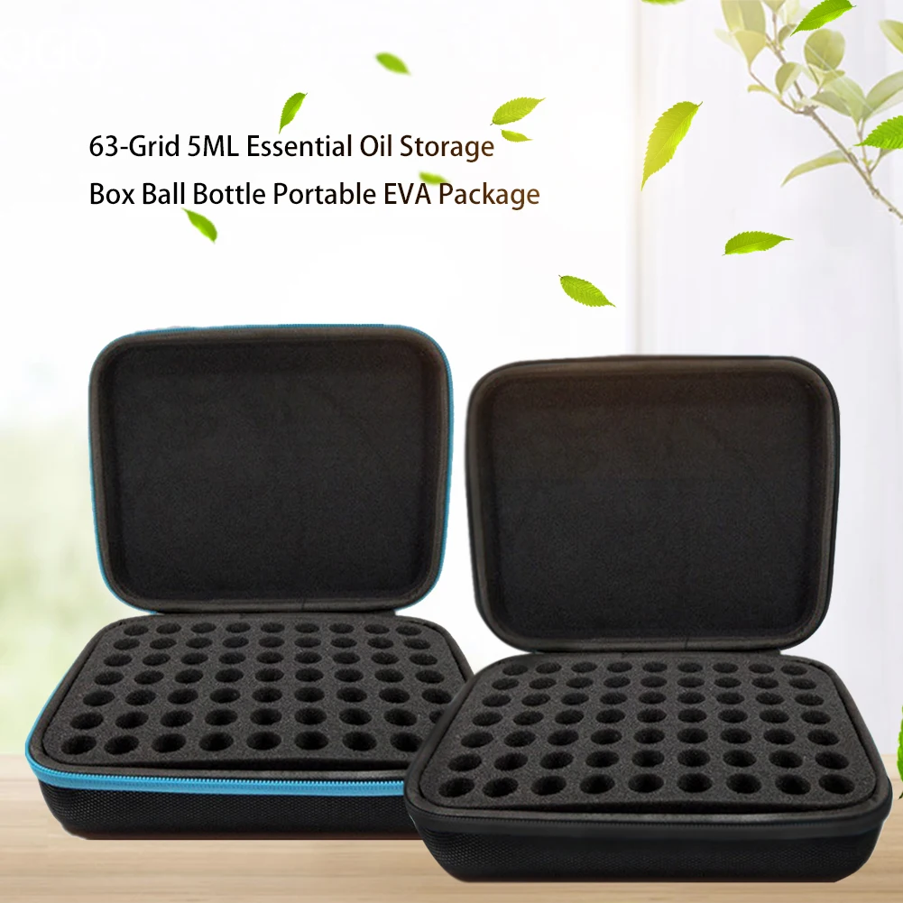 Portable 63 Grid Essential Oil Storage Bag Organizer 5ML Essential Oil Sub Bottle Essential Oil Storage Case Travle Storage Bag