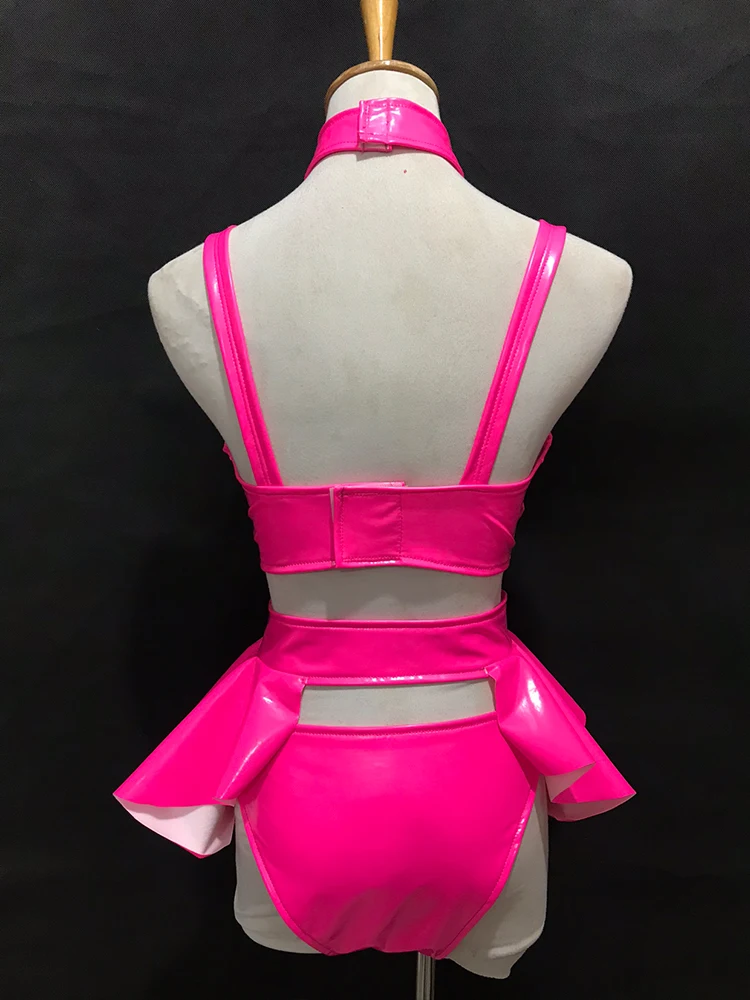 Fluorescent Color Nightclub Bikini Performance Clothing Suit Rave Outfits Bar Dj Dancer Stage Wear Pole Dance Costume VDB3768