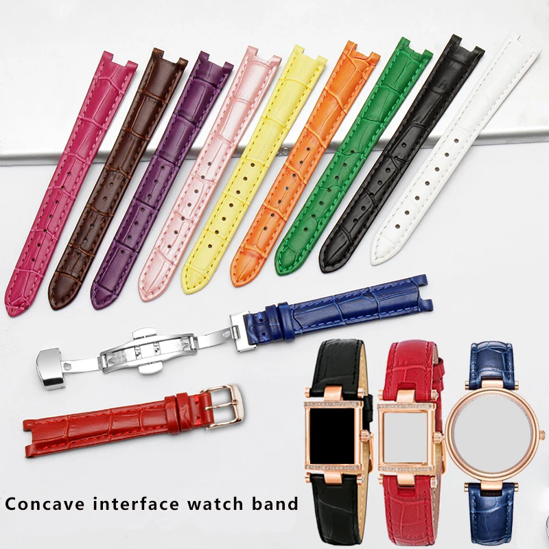 Concave Interface Strap Custom Size Color Genuine Leather Strap Replacement Leather Female Wristband