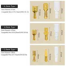 100 Pcs Crimp Terminals 2.8 4.8 6.3mm Brass #2