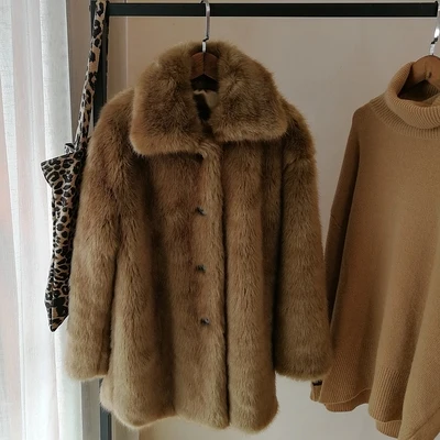 Top brand Style High-end New Fashion Women Faux Fur Coat S28  high quality