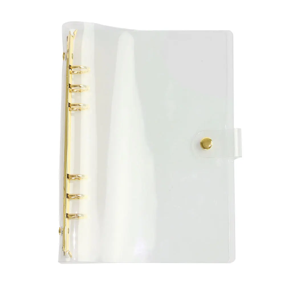 A6/A5 Golden Transparent Loose Leaf Binder Notebook Cover Diary Agenda Planner Paper Cover School Stationery