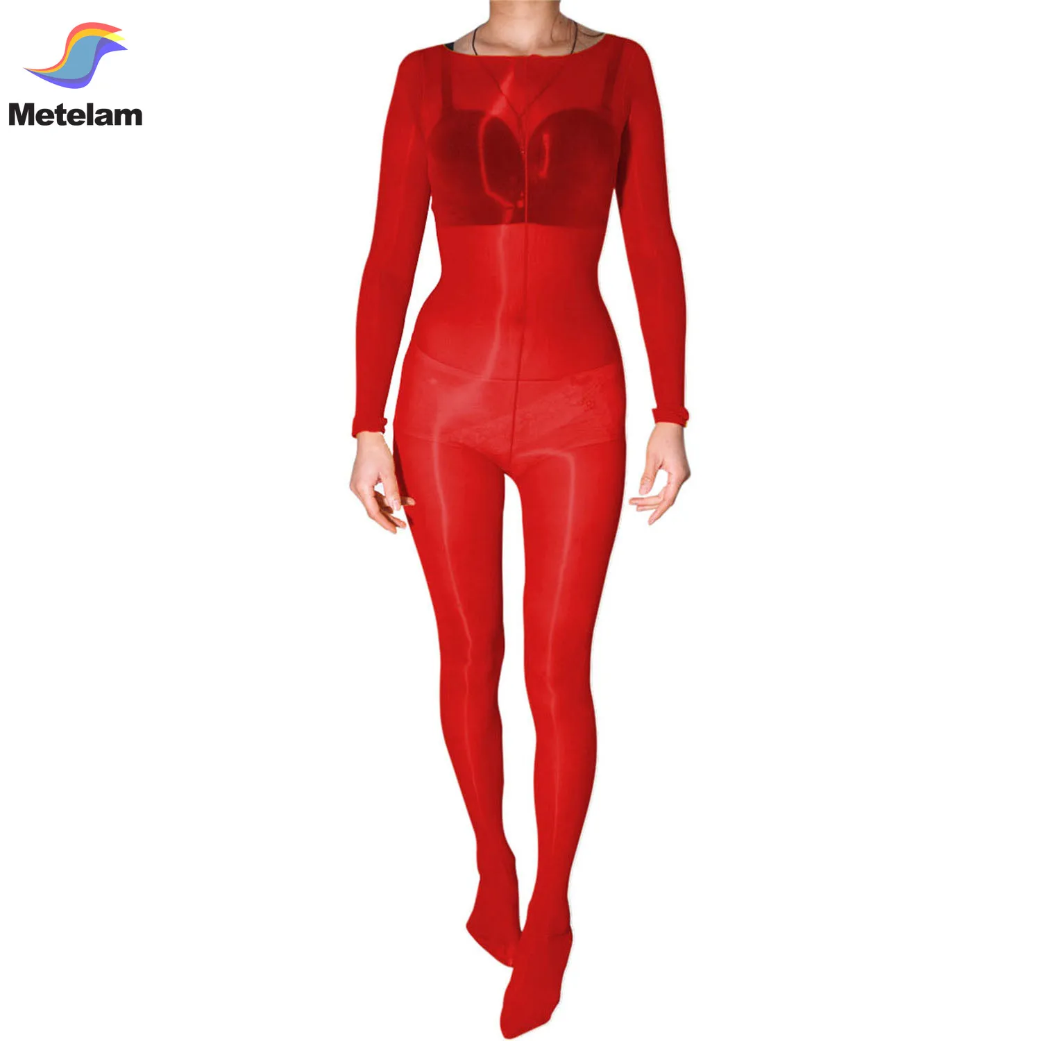 Metelam High Glossy Oil Shiny Full Bodystocking Nylon Bodysuit Tights Bodyhose Women Men Sexy Lingerie