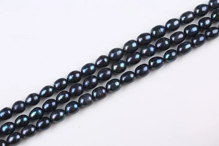 APDGG Genuine 10-11mm Natural Black Bulk Big Size Rice Shape Loose Fresh Water Pearl Beads women lady jewelry DIY