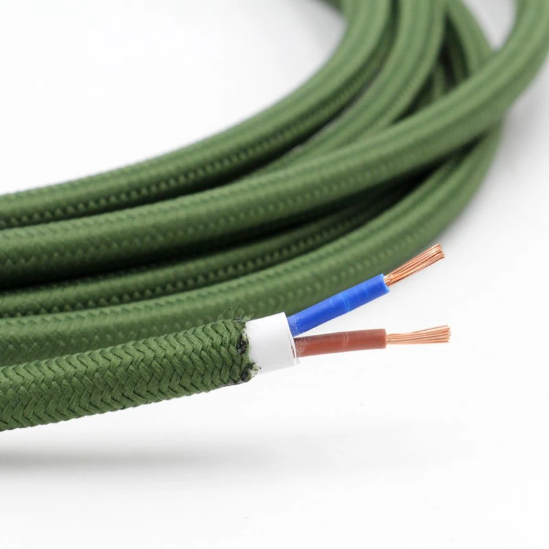 2m 3m 5m 10m VDE 2 Core Vintage Textile Fabric Cable Colorful Woven Braided Cable Flexible Power Cord Electrical Wire