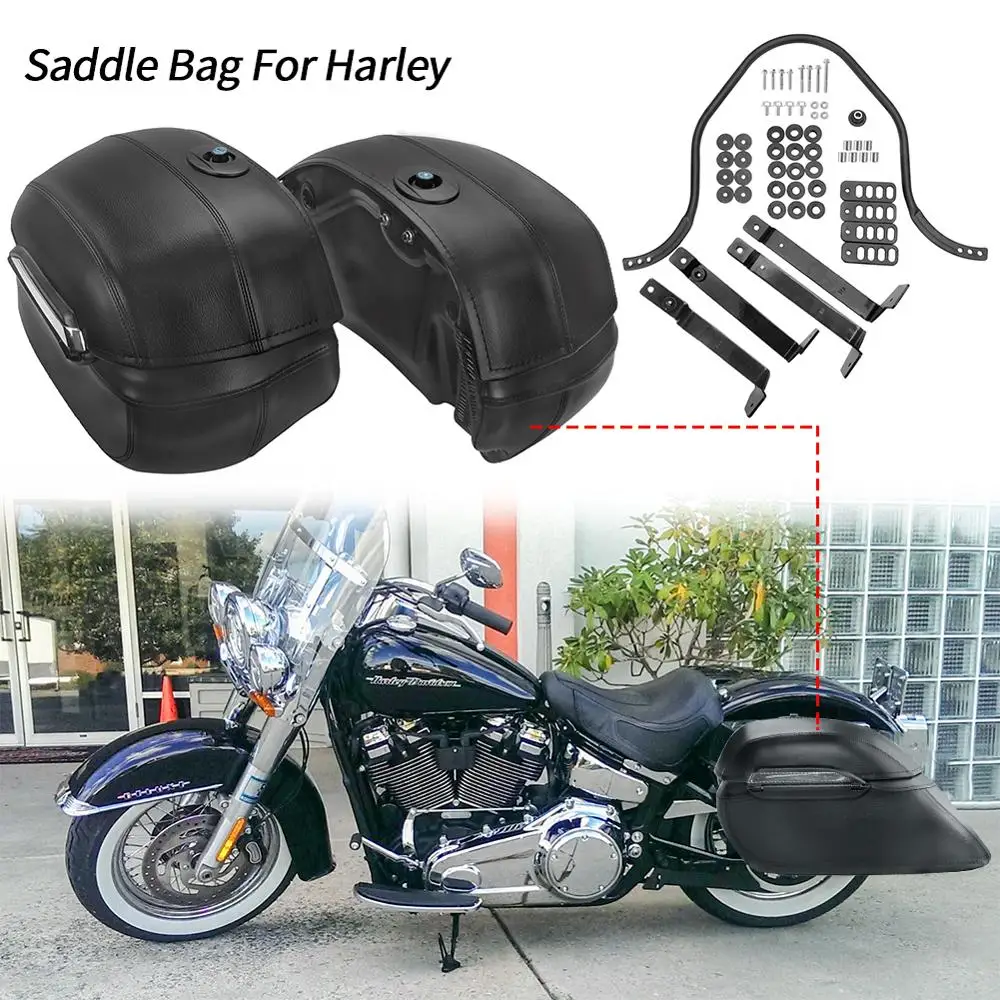 Left & Right Motorcycle Cruiser Hard Trunk SaddleBags Luggage Saddle Bag Case for Honda VTX Yamaha DS XVX Suzuki VL Kawasaki VN