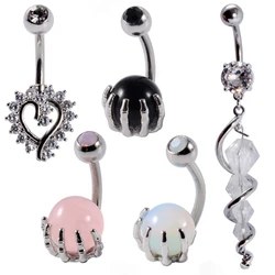 1pcs Surgical Steel Opal Crystal Sexy Belly Button Rings Navel Piercings Ombligo Nombril Ear Piercings Navel Rings Body Jewelry