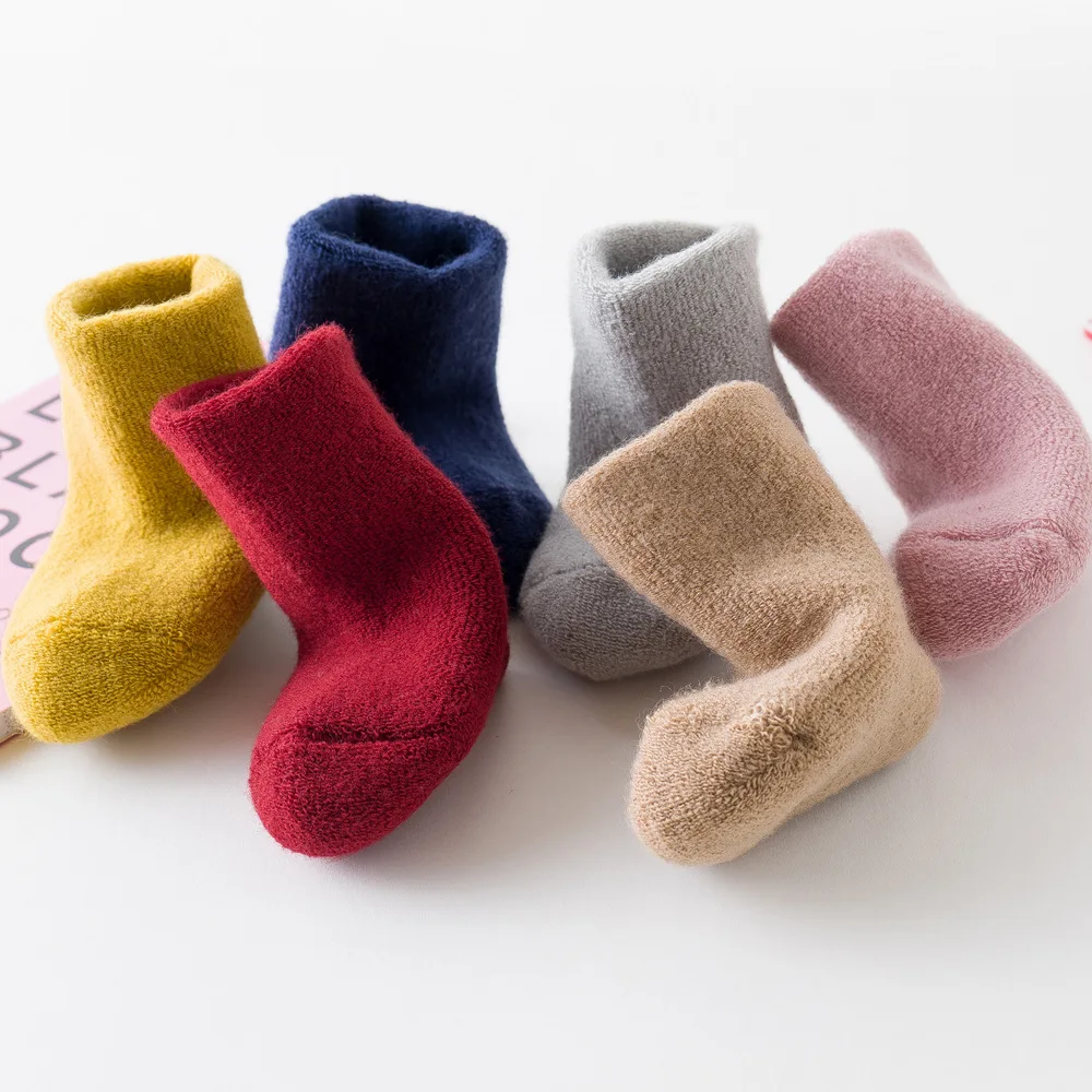 0-12Y Winter Kids Terry Floor Socks Thickening Double-Layer Children Home Sox Solid Super Warm Baby Boy Girl Sock