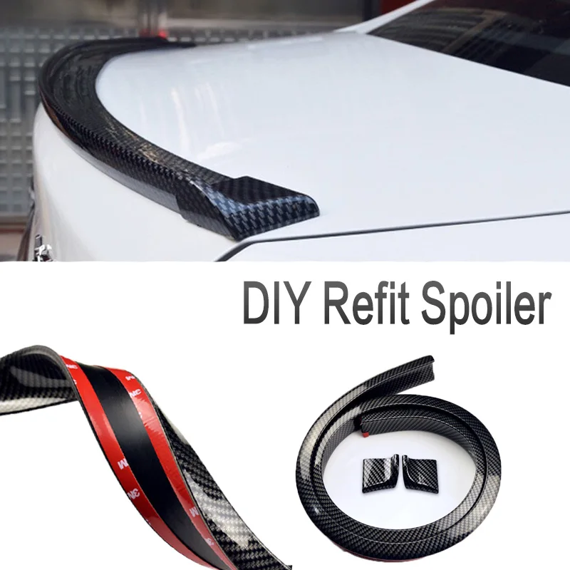 Universele Spoiler Auto Sticker 1.5M Auto-Styling 5D Carbon Rubber Tail Wing Solderen Diy Refit Geschikt All Car