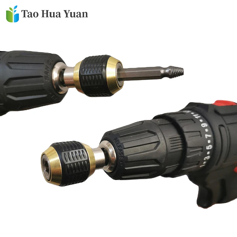 1pcs 60mm Hex Handle Quick Change Joint Electric Hand Drill Three Claw Turn 1/4 Inner Hex Self-locking Connecting Rod Tools Part