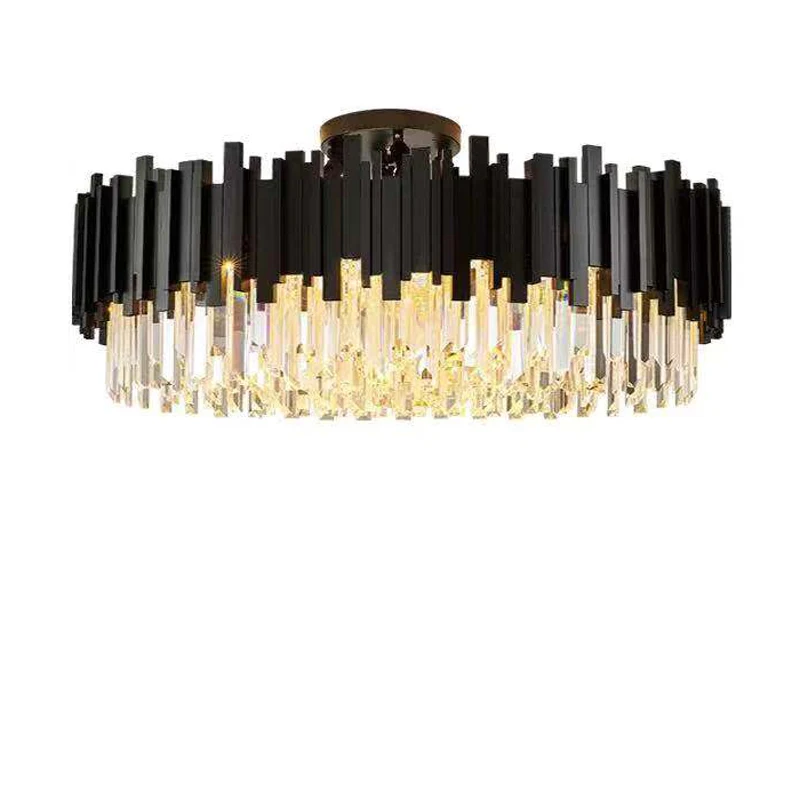 Postmodern Hanging Lamps Black Gold Crystal LED Lustre Suspension Luminaire Lampen Pendant Lamp.Pendant light For Foyer