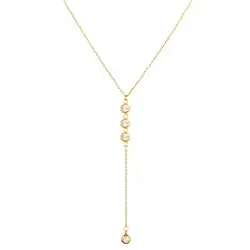 Stainless Steel Thin Chain Necklace Crystal Pendant Necklace For Women Y Shape Rhinestone Choker Necklaces Wedding Jewelry