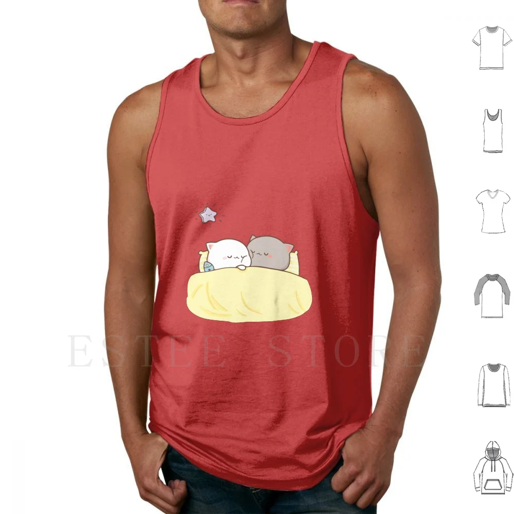Camisetas sin mangas Peach And Goma Mochi Cat, camisetas sin mangas Peach Cat Goma Mochi Cat Kitty, lindas, románticas, Kawaii, para novio, novia