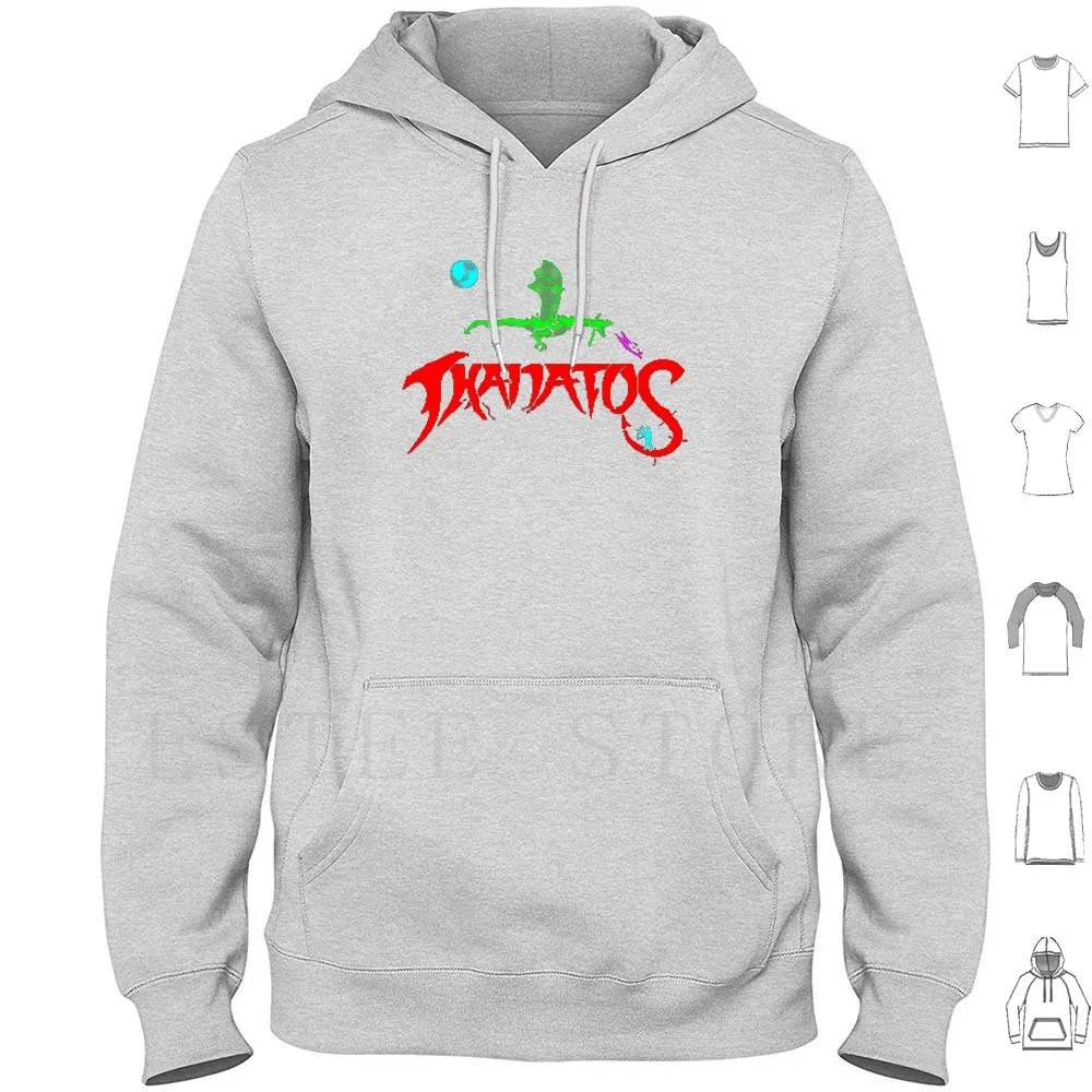 Thanatos Hoodies Long Sleeve Zx Spectrum Retro Pixel Game Computer Video Thanatos Dragon Action Flight Fantasy Magic