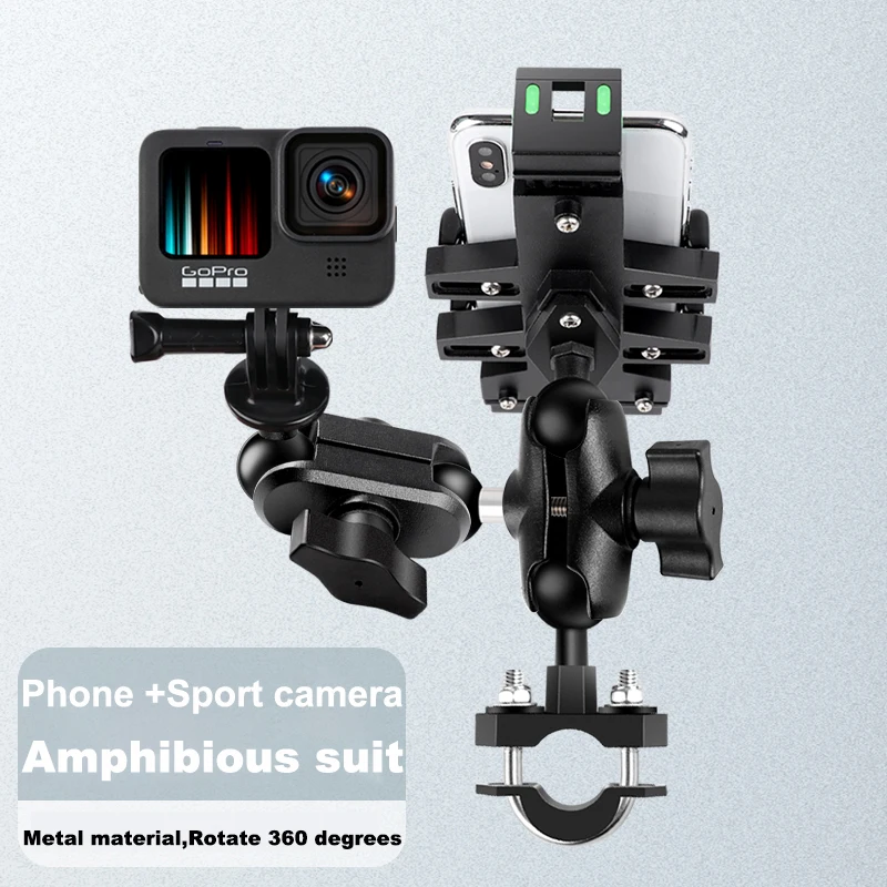 오토바이 자전거 홀더 핸들 바 미러 마운트 브래킷 1/4 금속 GoPro Hero10/9/8/7/6/5/4/3 + OSMO 액션 폰 클립, 스포츠 비디오 촬영 악세서리, 빠른 속도, 가능한, 적합한, 장치 부품